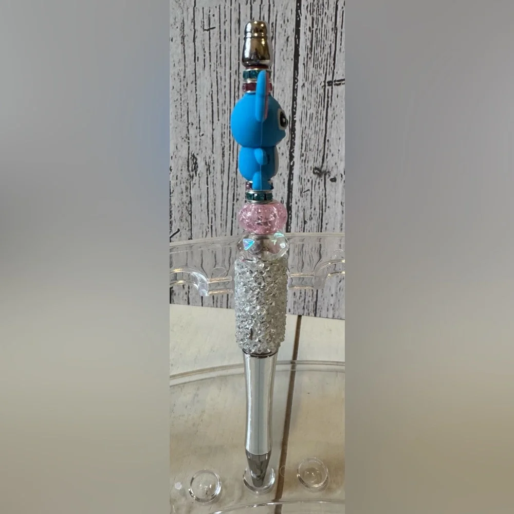 Disney Stitch Handcrafted Beaded Rhinestone Writing Pen Stationery Handmade